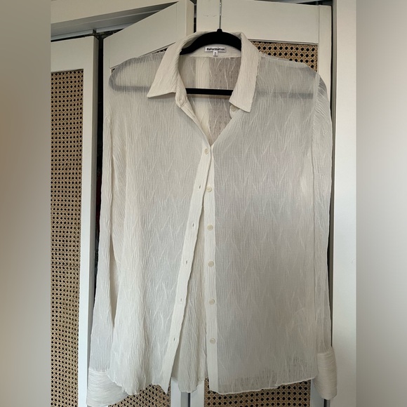 NWOT Reformation Sky Top in Crinkle Ivory (M) - Picture 3 of 3